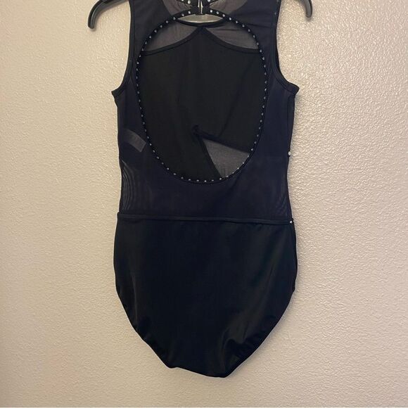 WEISSMAN Dance Costume black mesh leotard Crystal rhinestone semi custom SA - Picture 6 of 15